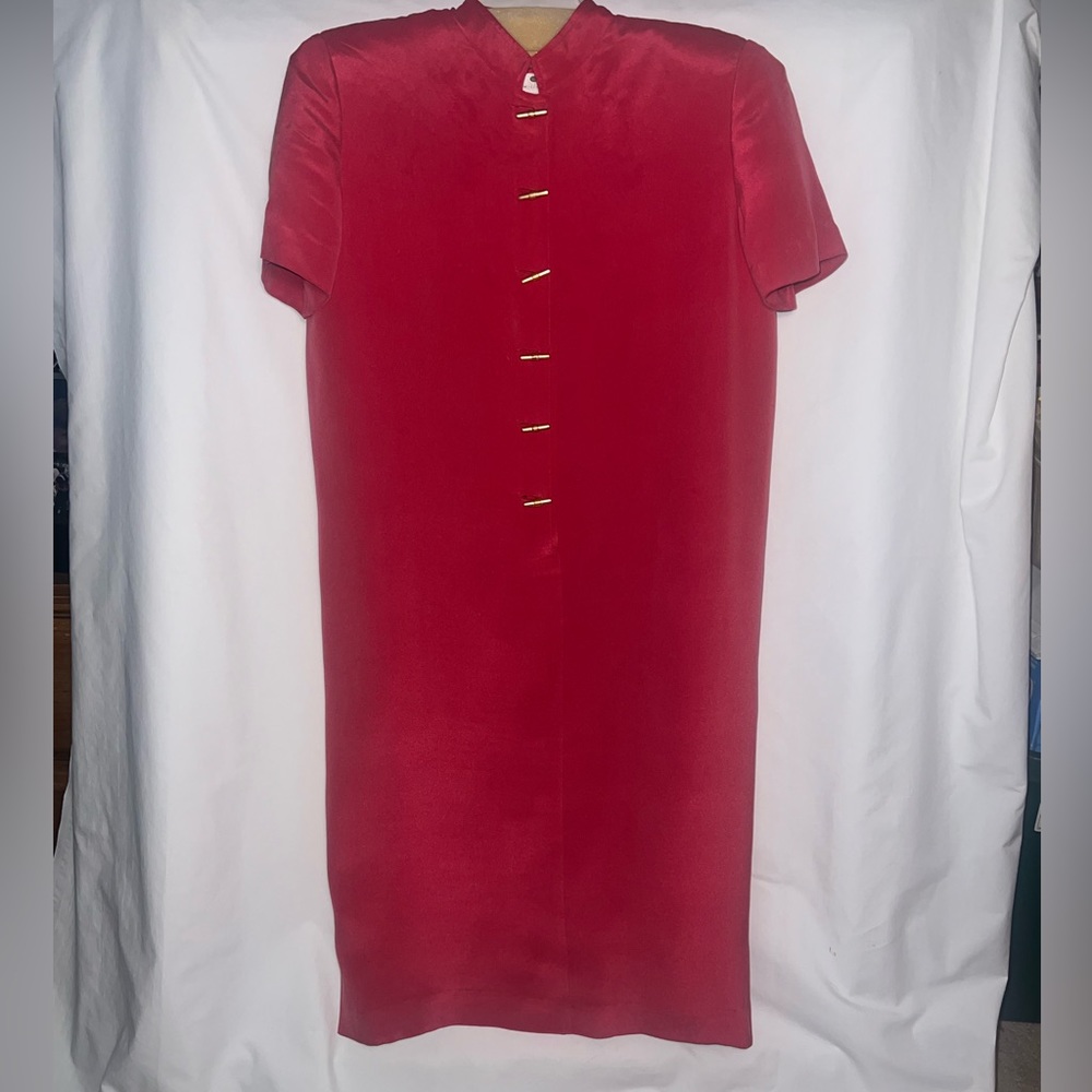 SHOMI Dress. Size 6, 100% brushed silk, coral/red color